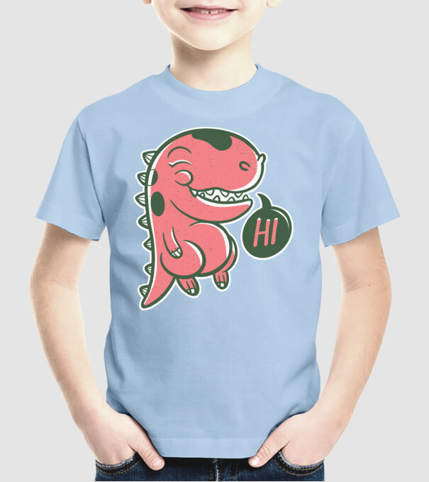 Dinozaur drăguț model albastru deschis pe tricou