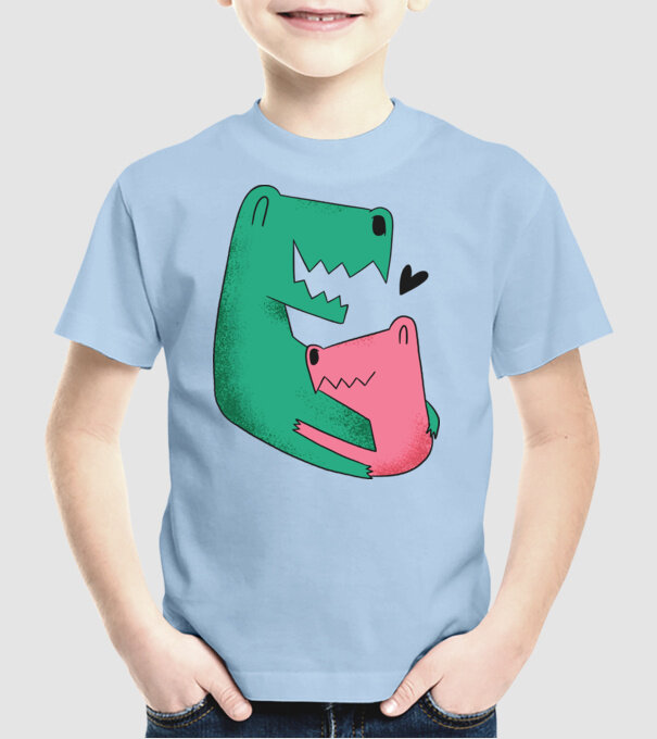 Dinozaur Tată Fiu model albastru deschis pe tricou