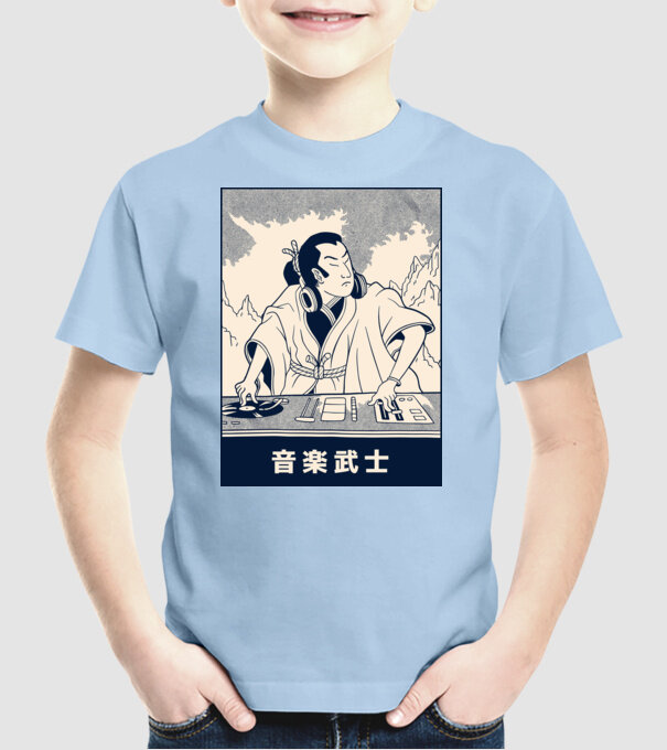 DJ Samurai model albastru deschis pe tricou