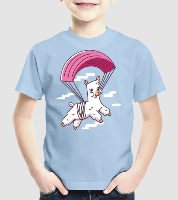Alpaca parașutist model albastru deschis pe tricou