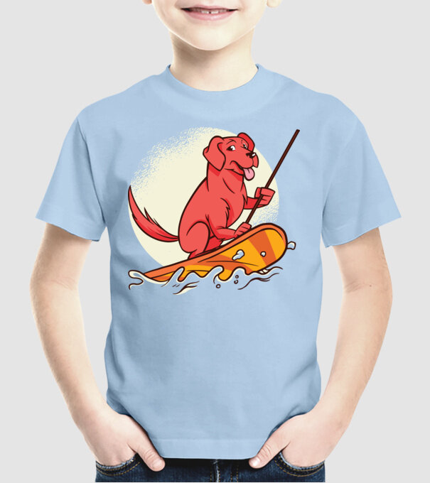 Câine vâslind model albastru deschis pe tricou