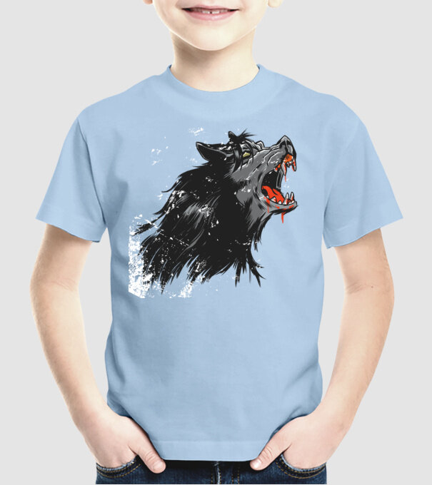 Urlet de lup model albastru deschis pe tricou