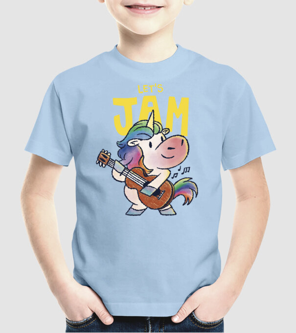 Unicorn cu chitara model albastru deschis pe tricou