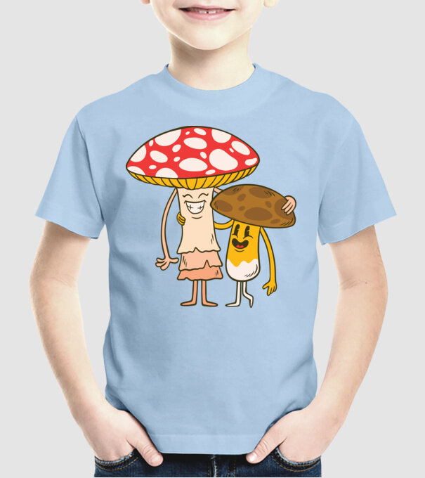 Familie Ciuperci model albastru deschis pe tricou