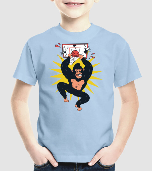 Gorilă baschet model albastru deschis pe tricou