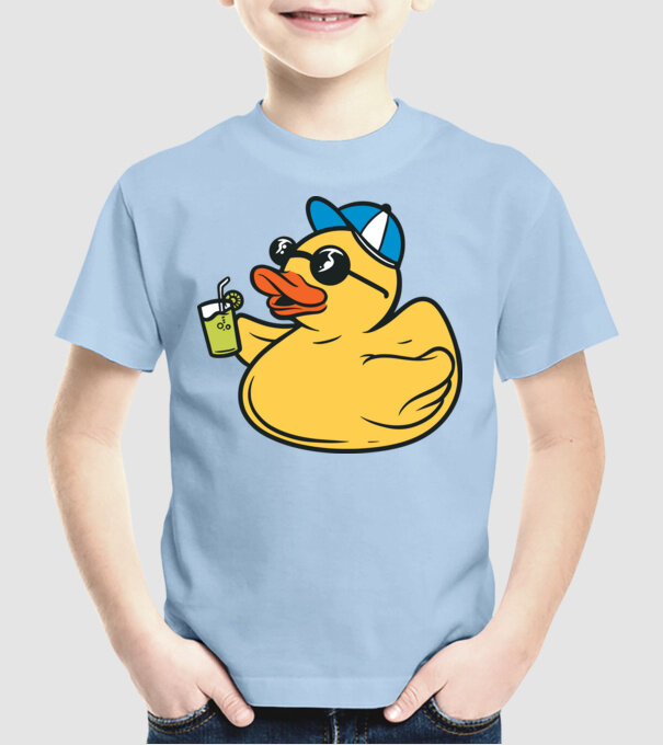 rățușcă de cauciuc Vacanță model albastru deschis pe tricou