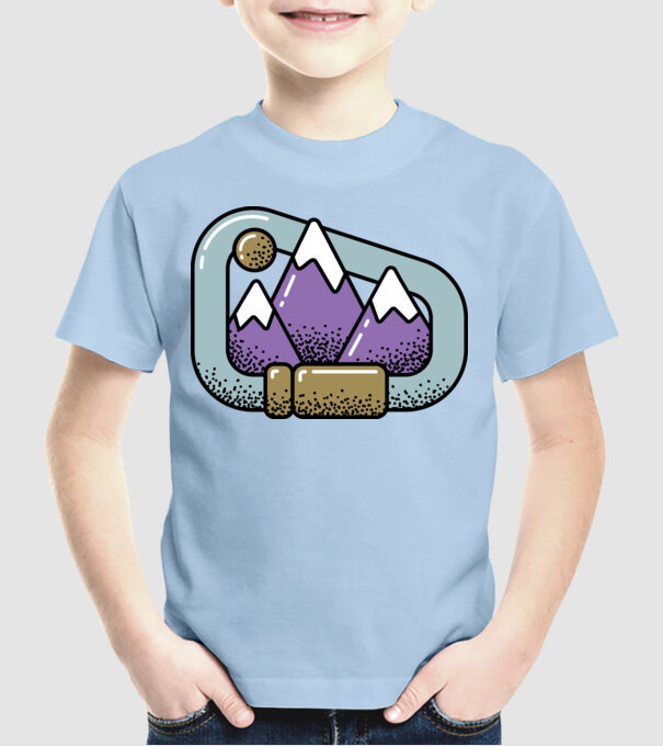 Carabină de alpinist model albastru deschis pe tricou