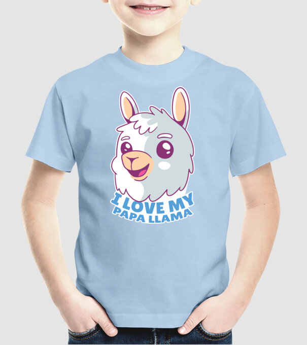 I Love My Papa Llama tricou drăguț cu lamă pentru bunicul model albastru deschis pe tricou