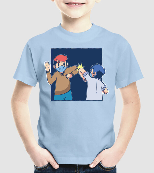 Cum să dai mâna Coronavirus model albastru deschis pe tricou
