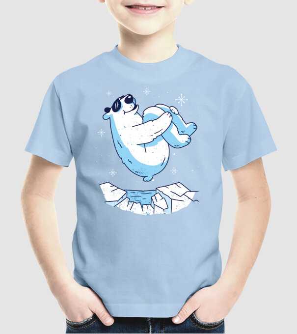 Urs polar Săritură bombă model albastru deschis pe tricou