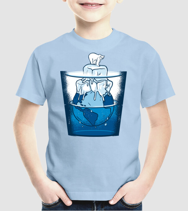 Ursul polar în pericol încălzirea globală model albastru deschis pe tricou