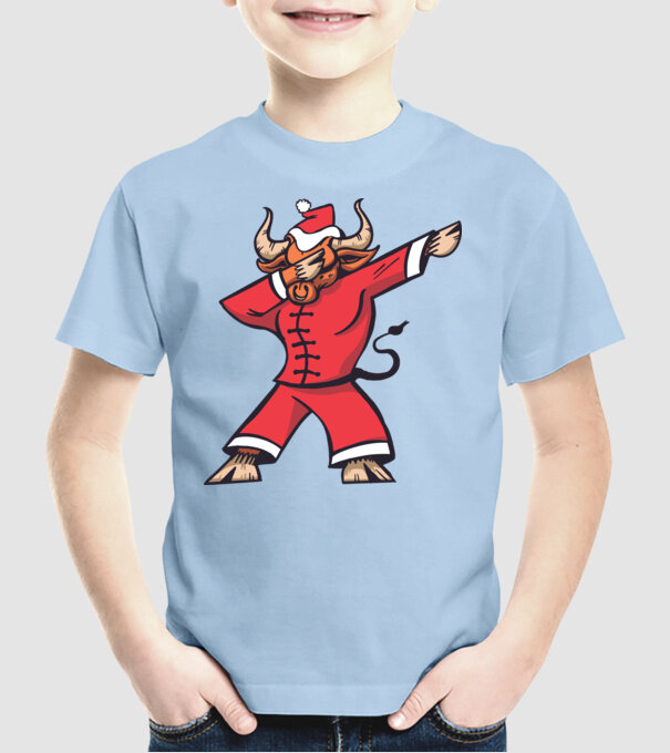 Taur de Crăciun DAB model albastru deschis pe tricou