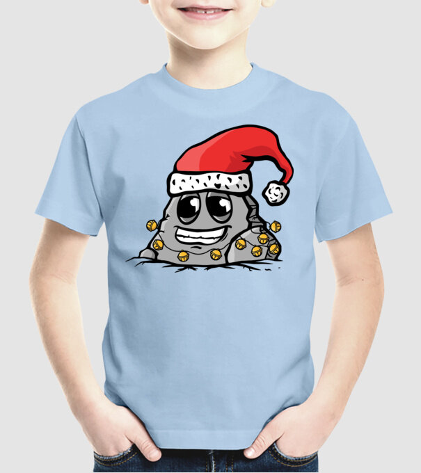Stâncă de Crăciun model albastru deschis pe tricou