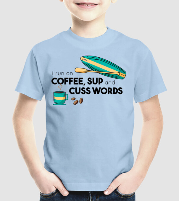 Cafea și SUP model albastru deschis pe tricou