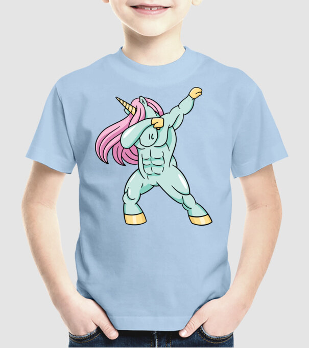 Unicorn Body Building DAB model albastru deschis pe tricou