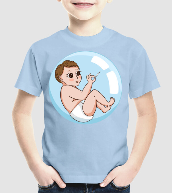 Bebeluș model albastru deschis pe tricou