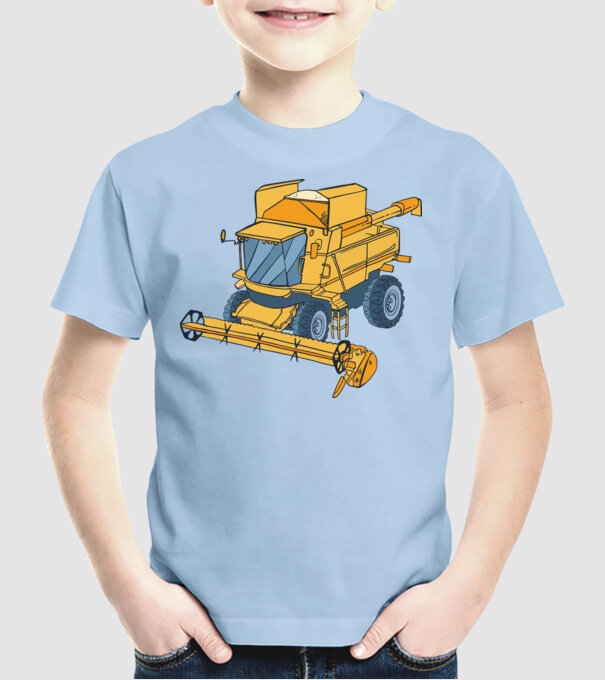 Combină agricolă model albastru deschis pe tricou