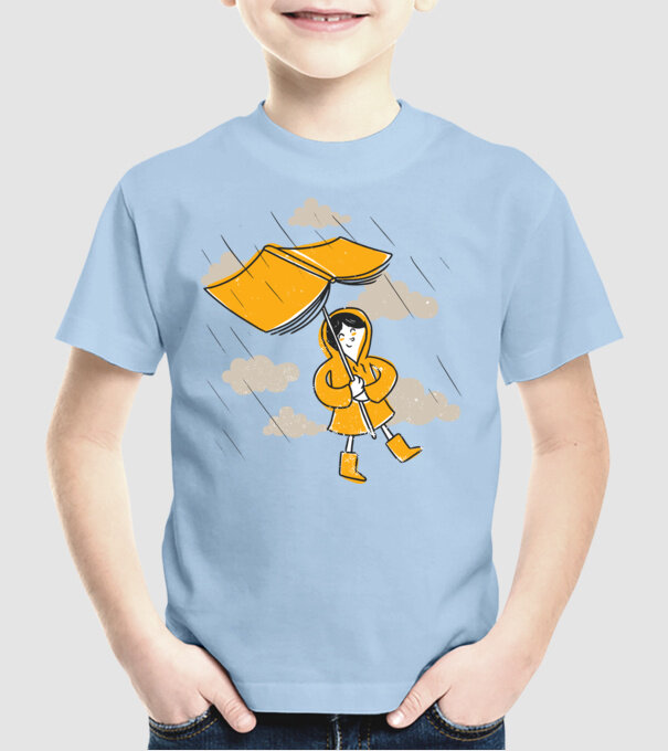 Umbrelă Carte model albastru deschis pe tricou