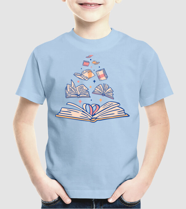 Cărți model albastru deschis pe tricou