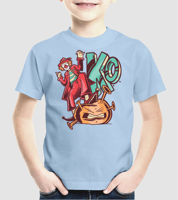 Coronavirus KO model albastru deschis pe tricou
