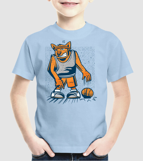 câine baschetbalist model albastru deschis pe tricou
