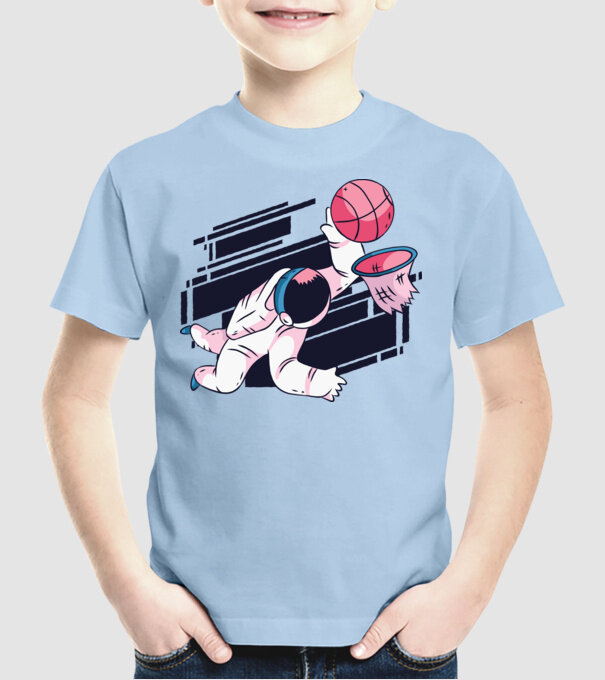 Astronaut Baschetbalist model albastru deschis pe tricou