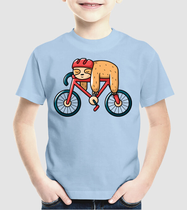 Leneș pe bicicletă model albastru deschis pe tricou