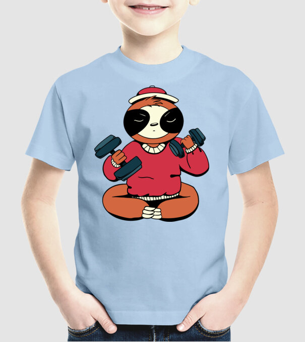 Antrenament Leneș model albastru deschis pe tricou