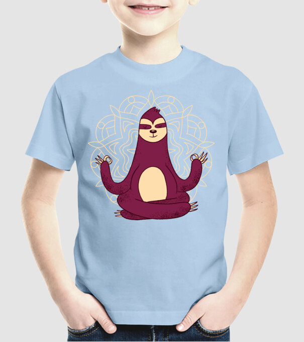Leneș Meditație Yoga model albastru deschis pe tricou