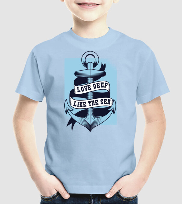 'Love deep like the sea ancoră dragoste Valentine''s Day' model albastru deschis pe tricou