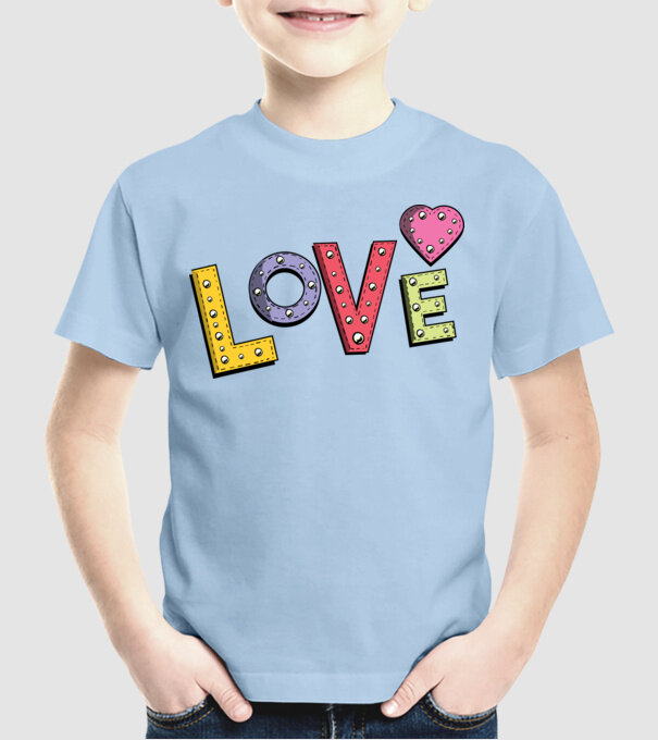 'Inscripție Love pentru Valentine''s Day' model albastru deschis pe tricou