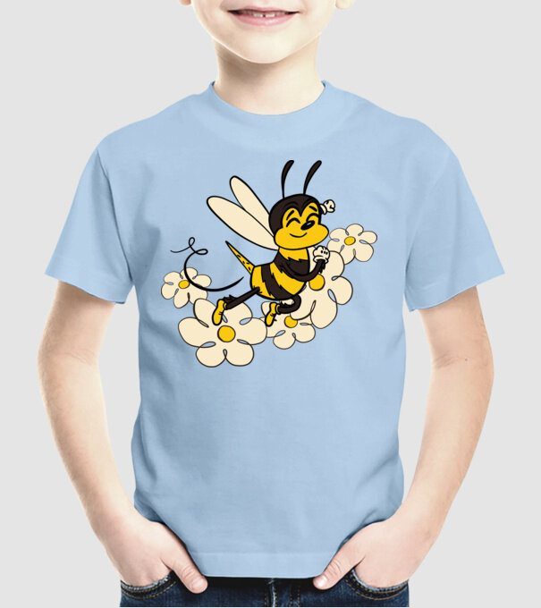 Albină Floare model albastru deschis pe tricou