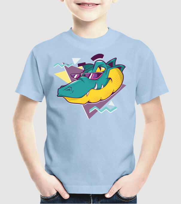 Aligator cool model albastru deschis pe tricou