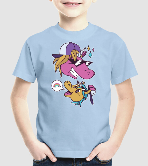Unicorni cool model albastru deschis pe tricou