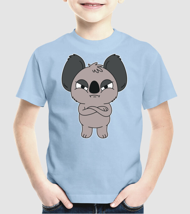 Koala Supărat model albastru deschis pe tricou