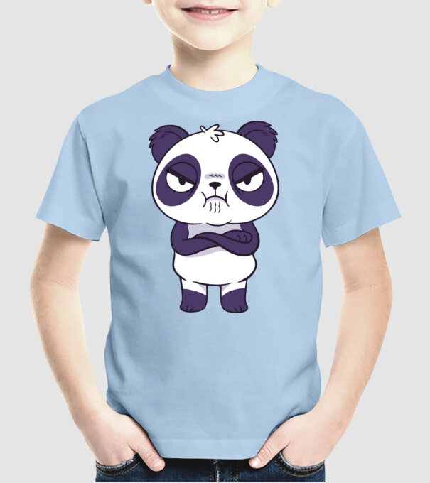 Panda furios model albastru deschis pe tricou