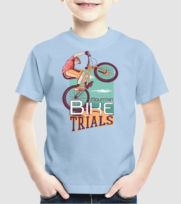 Truc Mountainbike model albastru deschis pe tricou