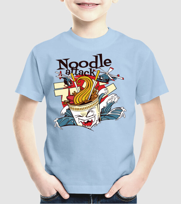 Noodle Attack model albastru deschis pe tricou
