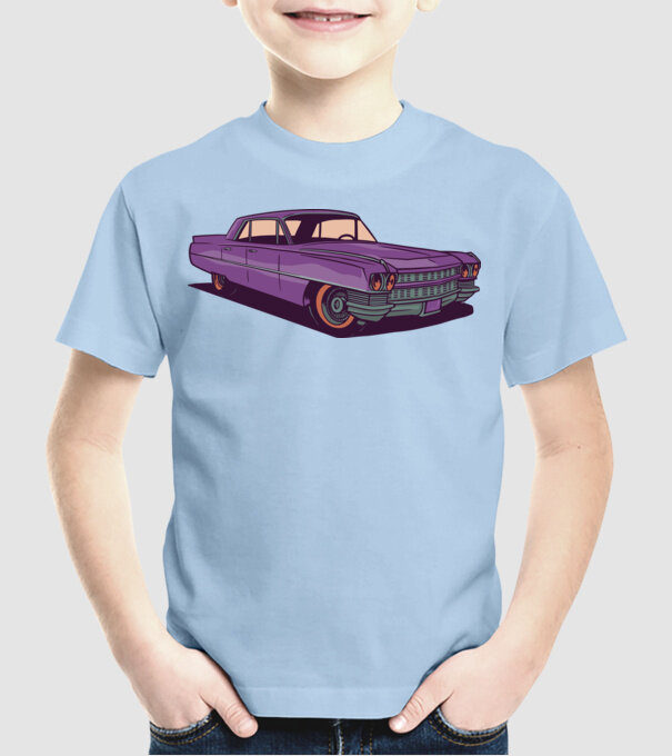 Mașină Old school model albastru deschis pe tricou