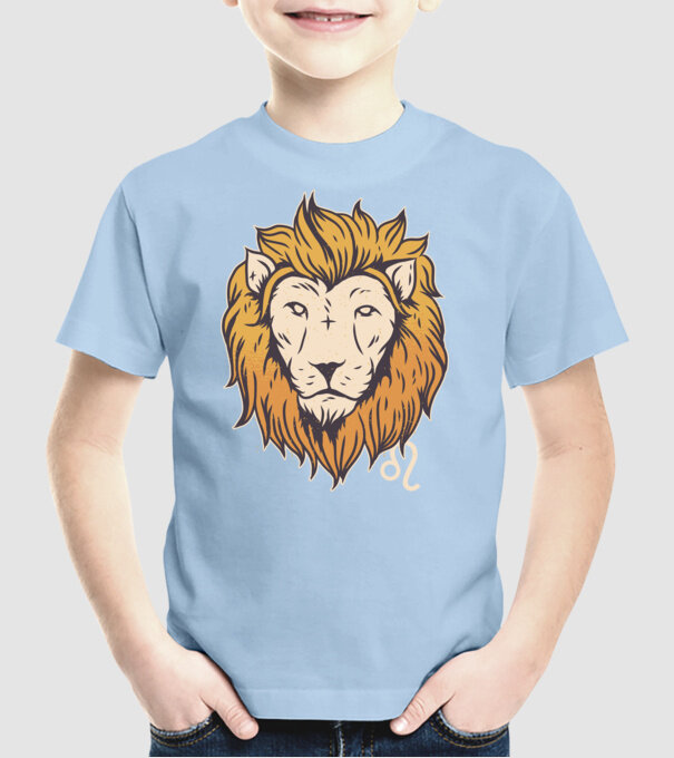 Lion head Horoscope model albastru deschis pe tricou