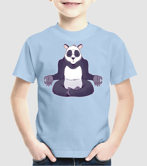 Panda Meditație model albastru deschis pe tricou