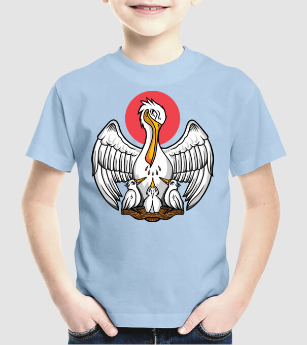 Familie Pelican model albastru deschis pe tricou