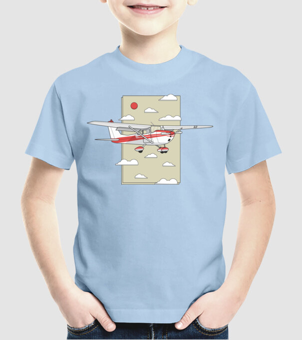 Avion cu elice model albastru deschis pe tricou