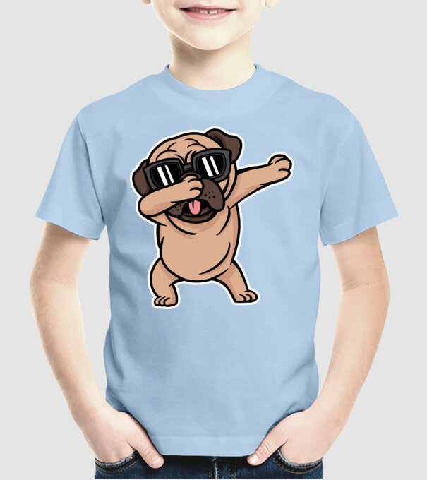 Pug DAB model albastru deschis pe tricou