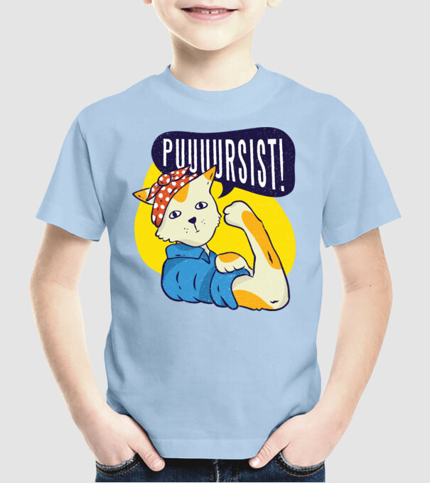 Pisică Pursist model albastru deschis pe tricou