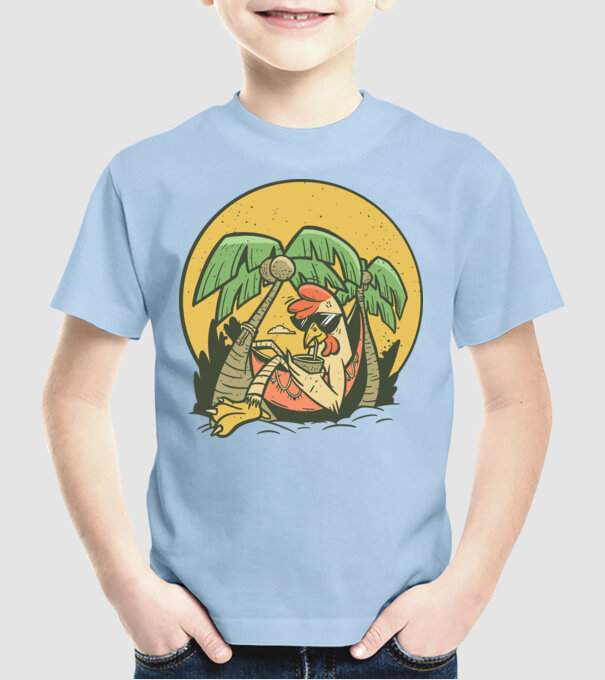 Pui relaxați model albastru deschis pe tricou