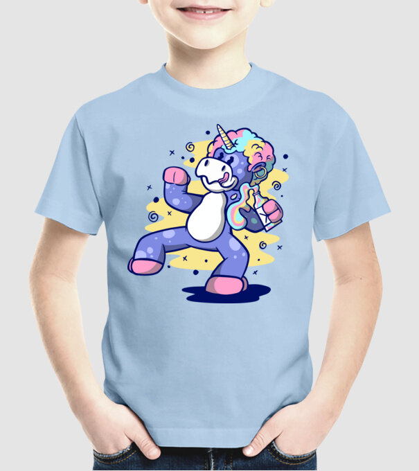 Unicorn beat model albastru deschis pe tricou