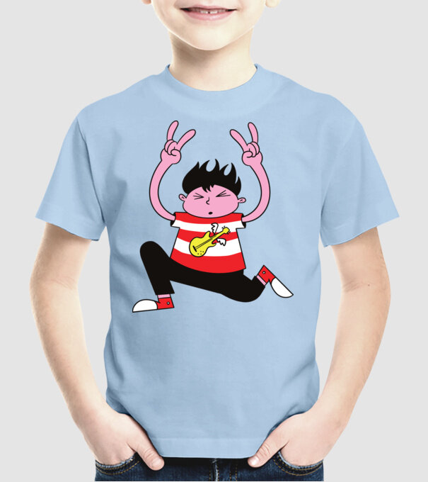 Băiat Rocker model albastru deschis pe tricou