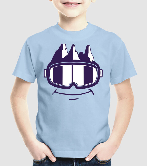 Ochelari de schi Smiley model albastru deschis pe tricou