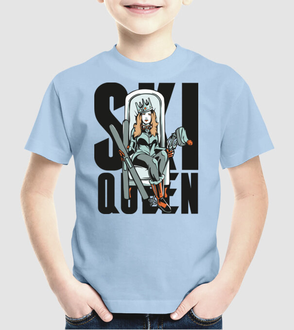 Ski Queen - Regină schioară model albastru deschis pe tricou
